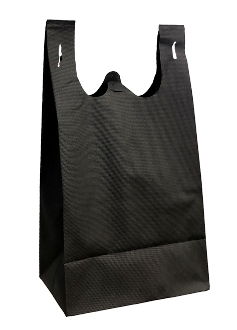 Reusable T-shirt Bag Square Bottom Black 11x7x20