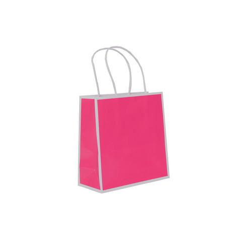 Paper Shopping Bags Oxford Totes Fuchsia 7 x 3 x 7 -Case of 50