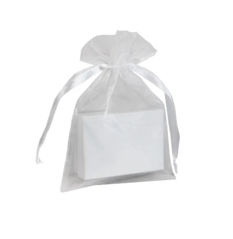 White organza bags with satin ribbon drawstring 5 x 6.5nches