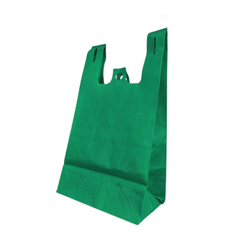 Green Reusable bags with flat bottom