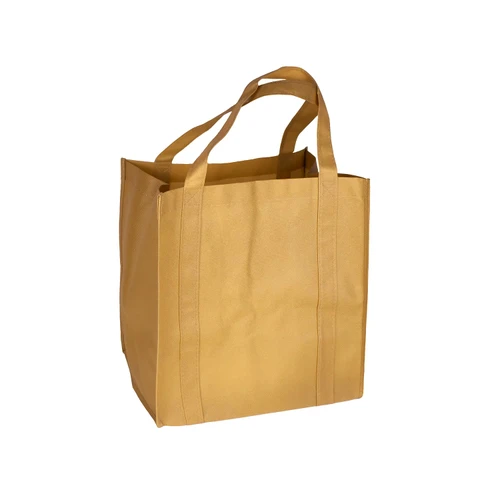 Natural tan non-woven reusable grocery tote bag 12x8x12"