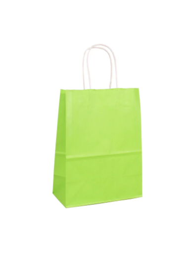 Small lime paper shopping bag with twisted paper handles