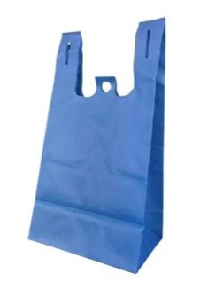T-shirt bag reusable flat bottom shopping bag Blue