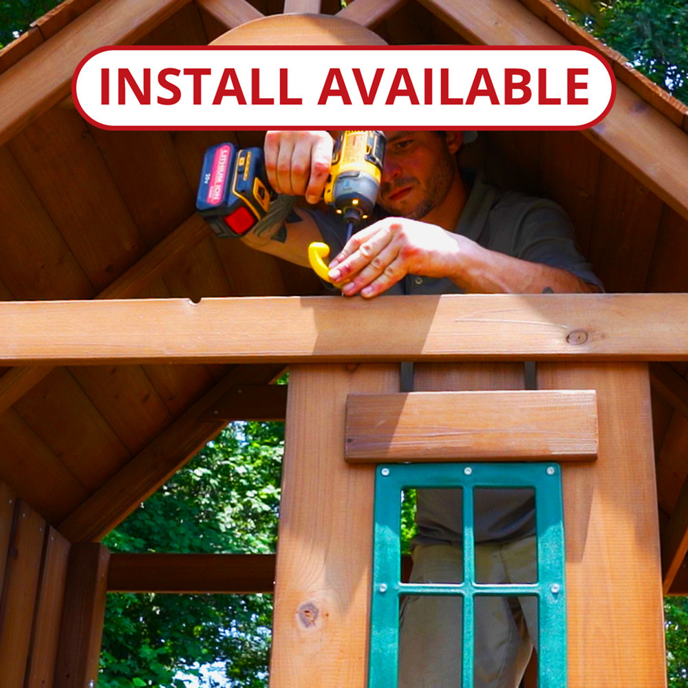 Cedar Brook Backyard Play Set with Monkey Bars & Rockwall | Wood