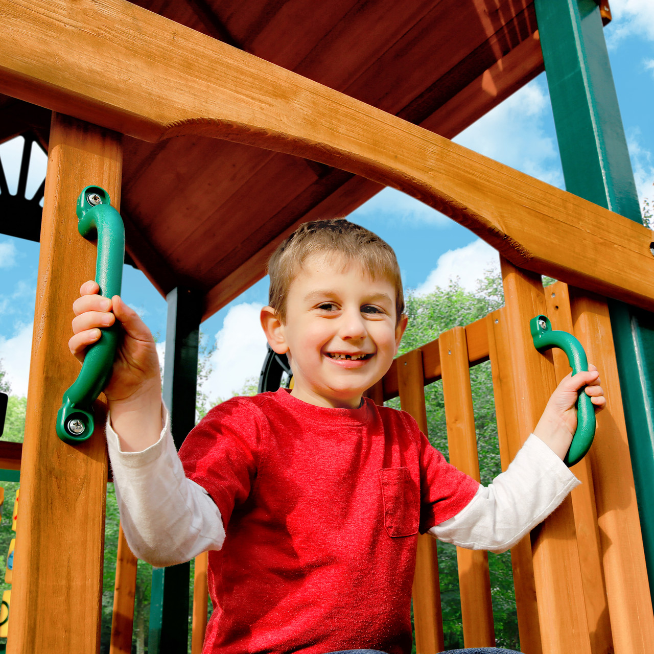 Green Alpine Wave Slide w/ Safety Handles | Swing Set Slides
