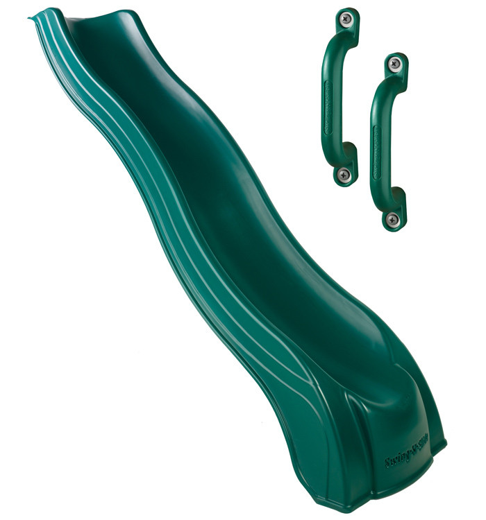 Green Alpine Wave Slide w/ Safety Handles | Swing Set Slides