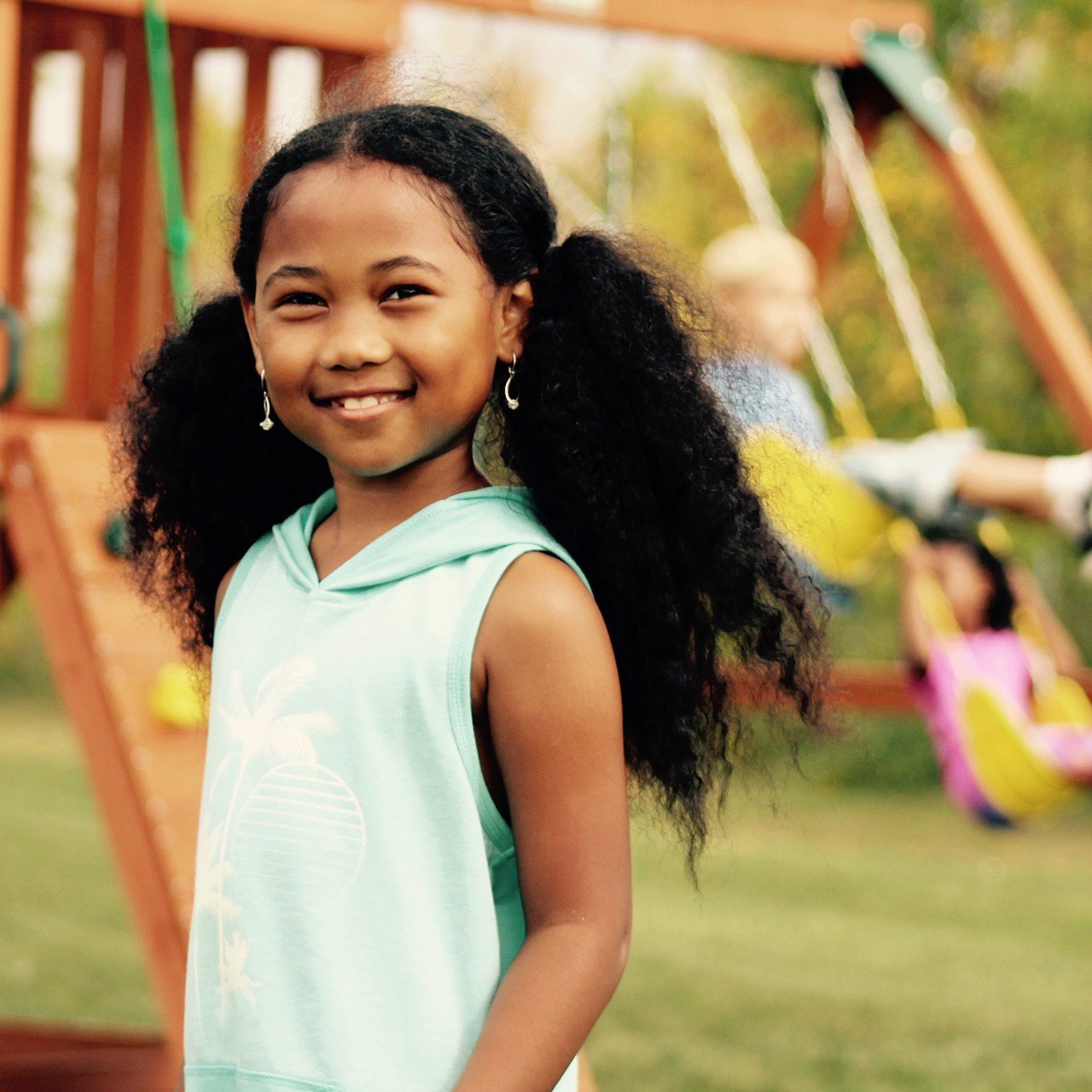 Sky Loft Swing Set with Tube Slide & Swings | Wood Play Set