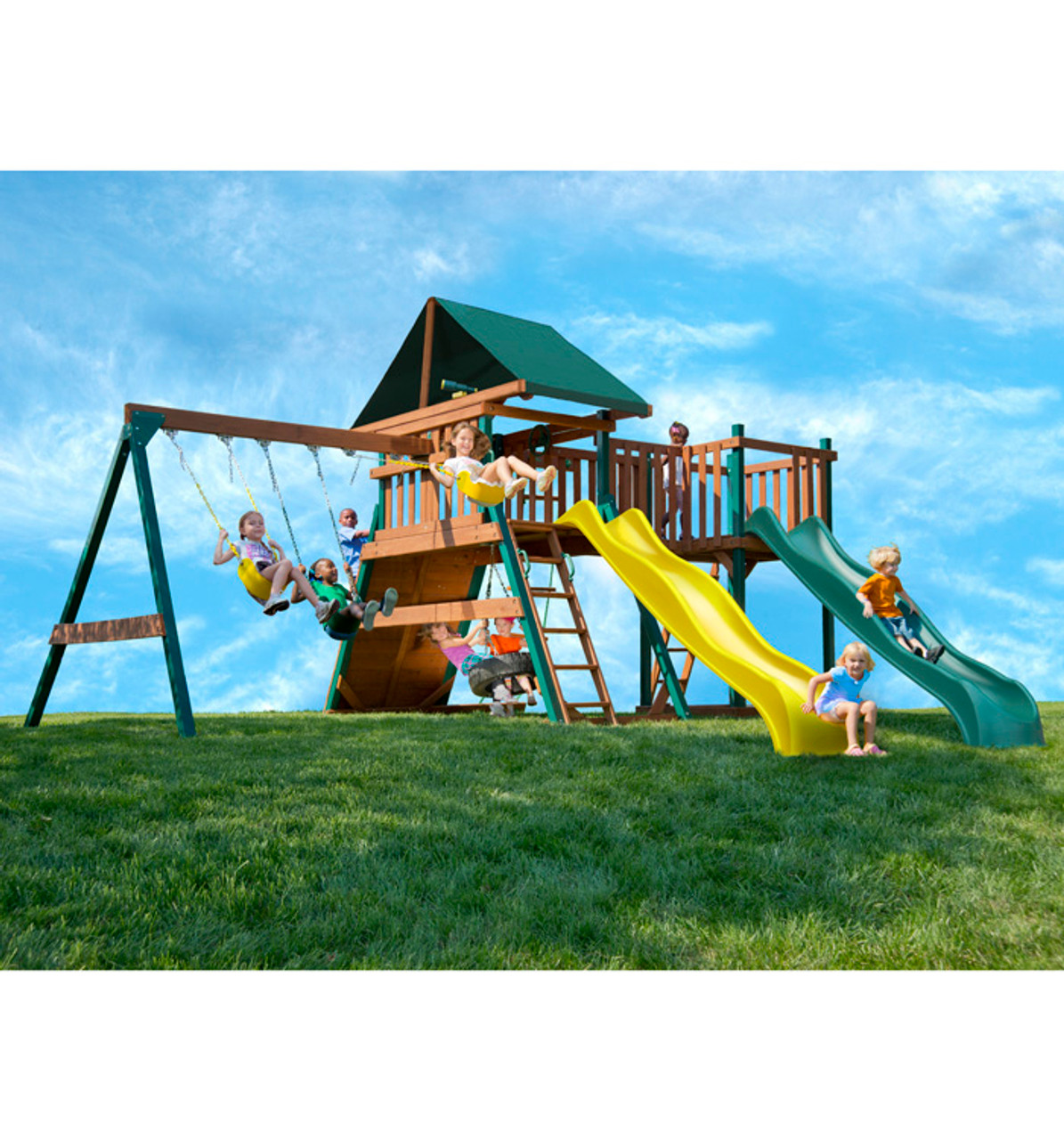 Wood Playset With Two Slides For Max Backyard Fun Clearance