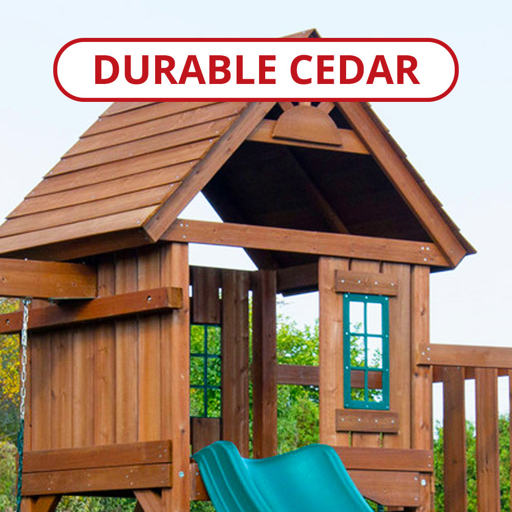 Knightsbridge Deluxe Playground Set with 2 Slides | Wooden Play Set