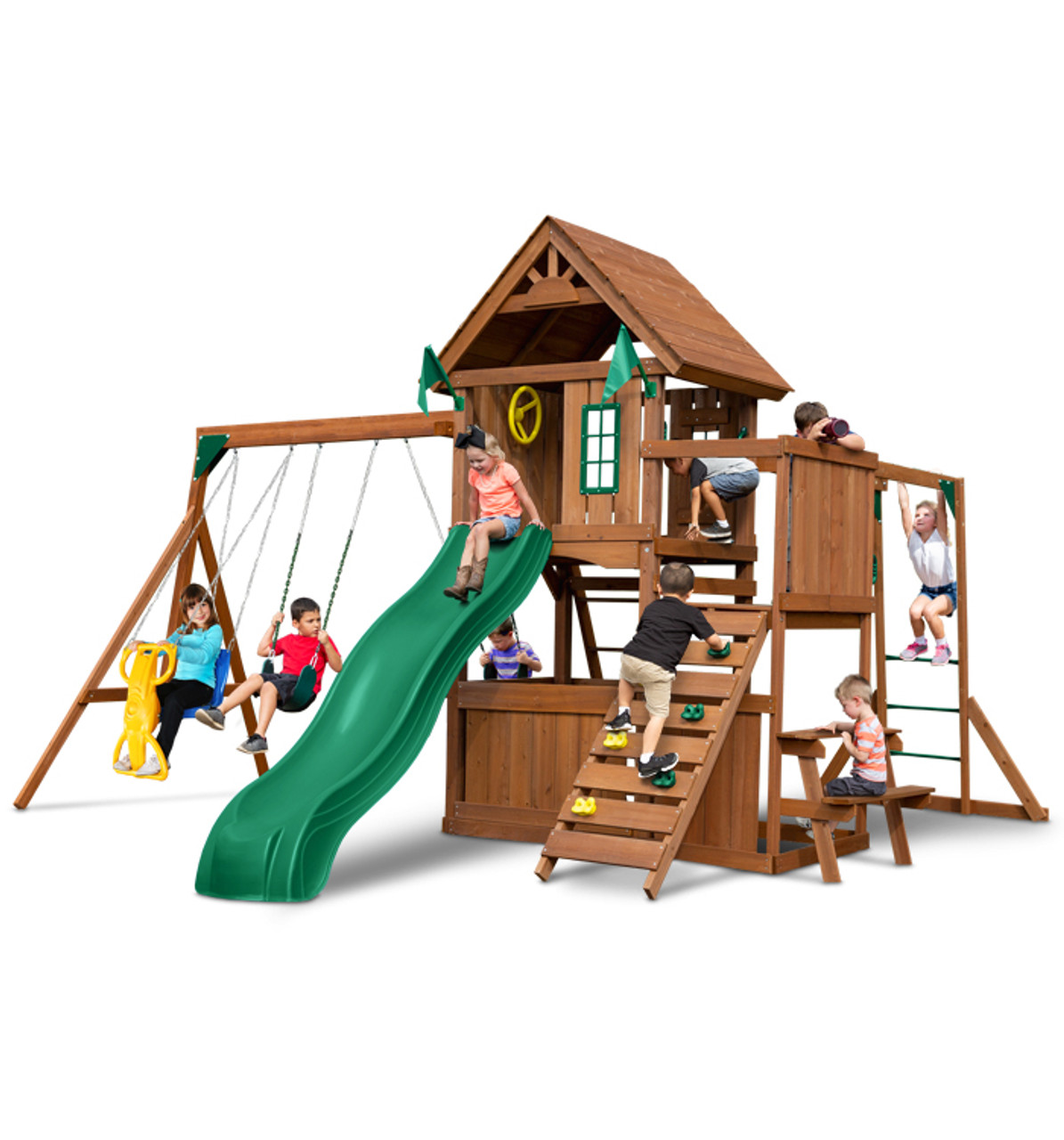 Knightsbridge Ultimate Playground Set with Slide and Monkey Bars | Wooden  Play Set