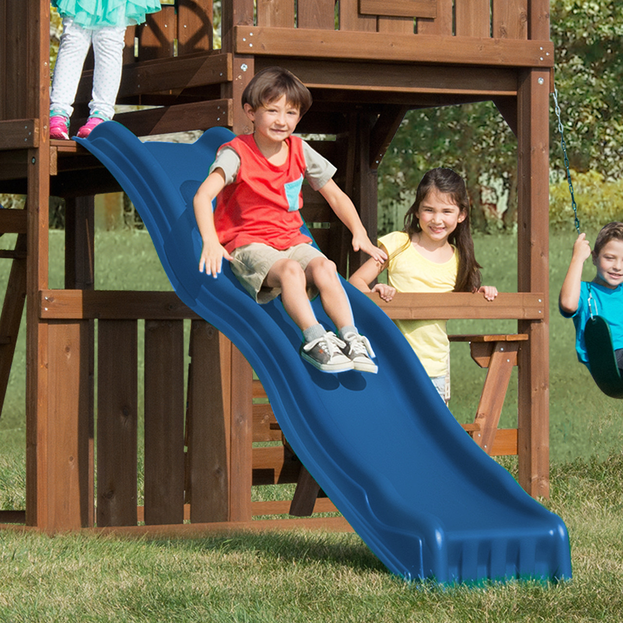 Blue Cool Wave Slide | Attachable Fun Playground Slide