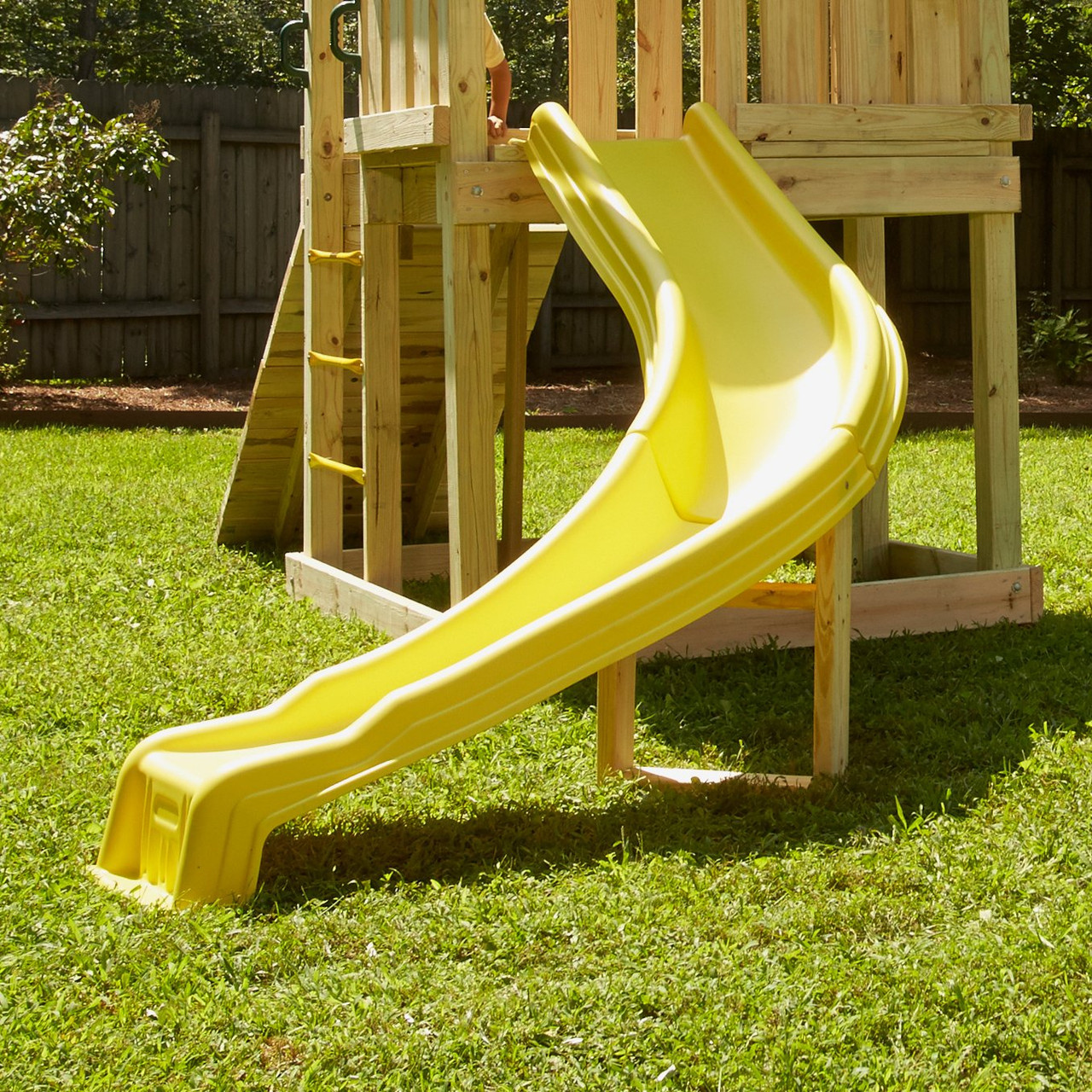 Yellow Side Winder Slide w/ Safety Handles | Swing Set Slides