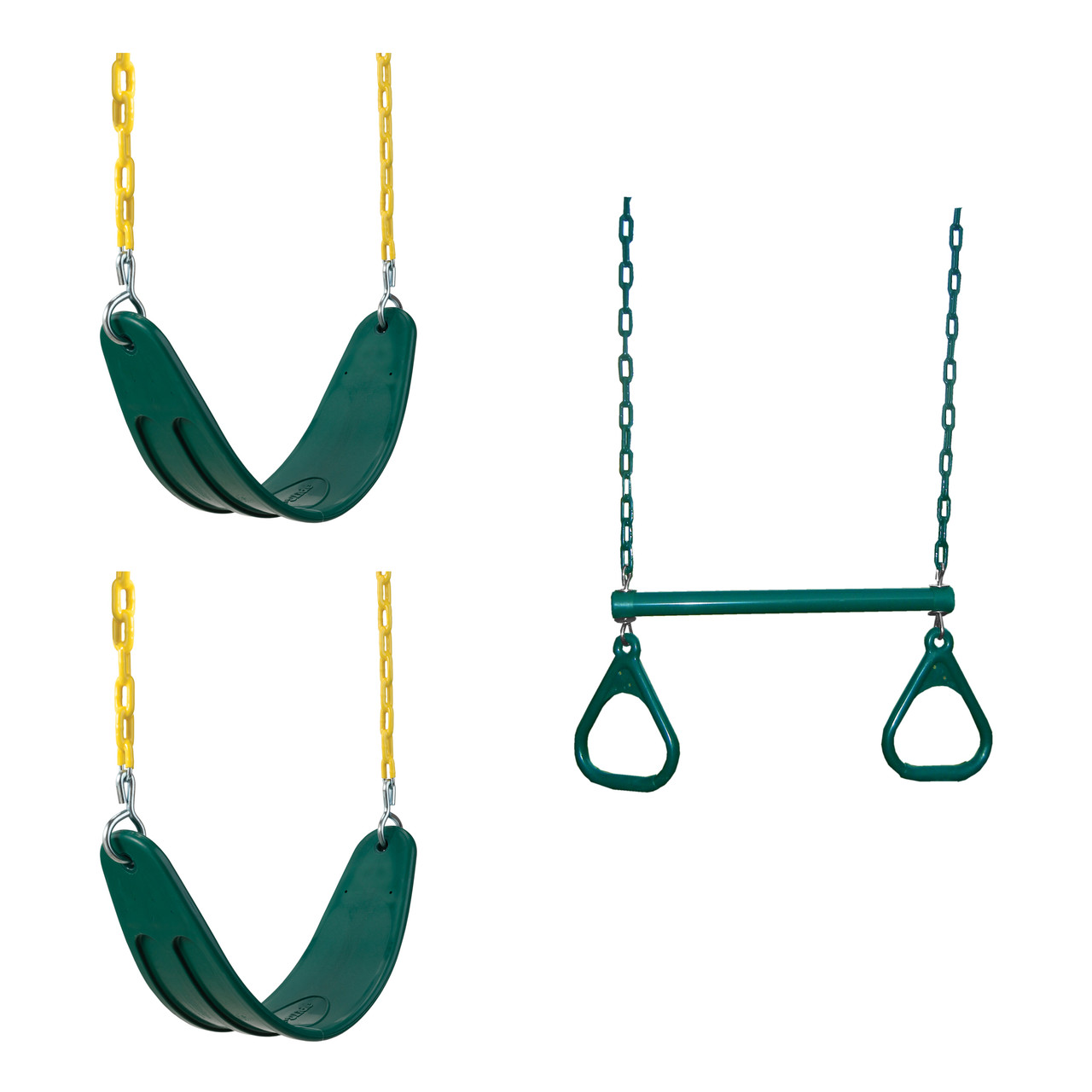 Extra Duty Green Swings & Ring/Trapeze Bar (2-Pack)