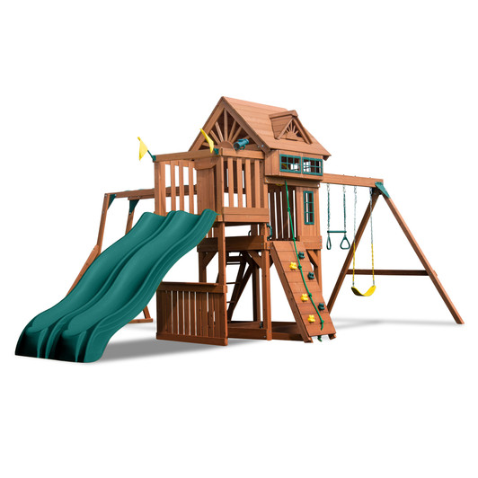 Metal Monkey Bars by Swing-N-Slide Rebo Green Metal Swing w⁄ 6ft Slide \u0026 Monkey Bars