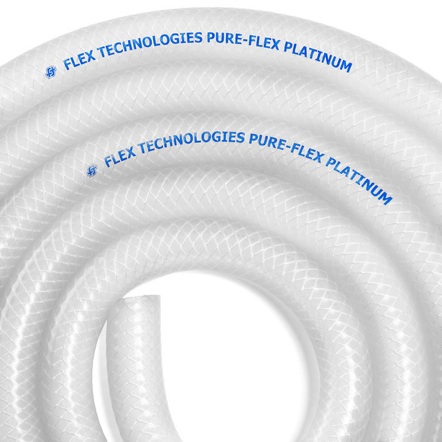 NSF - 0.50" (1/2") ID, FDA, USP Class VI Platinum Silicone w/Polyester Braid (Food and Pharma-Grade)
