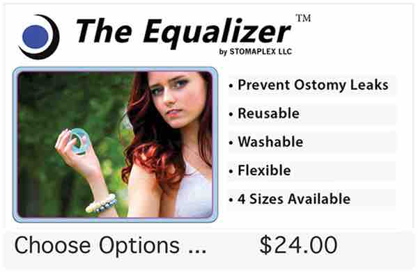 The Equalizer stops ostomy leaks. The Equalizer is a tool to apply pressure on the skin barrier when it is first adhered to the skin. The pressure from the Equalizer will help improve the bond.