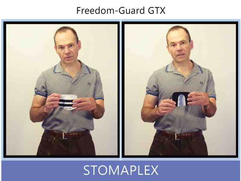 Freedom-Guard GTX: The special shape of the guard allows for a very low profile to your ostomy protection. With this guard over your ostomy you'll feel
confident. The guard is made of plastic with a coating on the inside and outside that will not stay wet. This is a perfrct stoma guard for being active. On the inside, there is a neoprene padding with a nylon fabric covering. This is soft and clean up easy by blotting on a paper towel.
You can clearly see the inside channel of the Stomaplex stoma guard. The shape of the guard will lay diectly on top of the ostomy skin barrier. This overlap help apply pressure to the appliance thus helping to prevent ostomy leaks.
Ostomy belt, ostomy, stoma, protection, stoma protection, stoma guard, ostomy guard, ostomy protection products, ostomy shower, ostomy leak, stoma leak, ostomy hernia, stoma hernia, ostomy sports, stoma sports, hernia, stoma belt, ostomy leaks, stoma leaks, leaking barrier, leaking stoma, stoma pain, ostomy pain, stomal hernias, hernias, children stoma, pediatric armor, ostomy protection, stoma protection sale, ostomy products, ostomy discounts, ostomy product discounts, ostomy product sale, ostomy ultimate discount package, strong ostomy belt, strongest ostomy belt, stoma shield, stoma shields, stoma guards, stoma protection products, stoma guard belt, stoma protection for sports, stoma protector, stoma guard reviews, stoma protectors, ostomy shower apron, ileostomy, colostomy, stomaplex, ostomy belt swimming, ostomy clothing, ostomy leak protection, freedom guard, comfort guard, veterans ostomy, pediatric ostomy belts, pediatric stoma, pediatric stoma protection, stoma protection for children, children ostomy belts