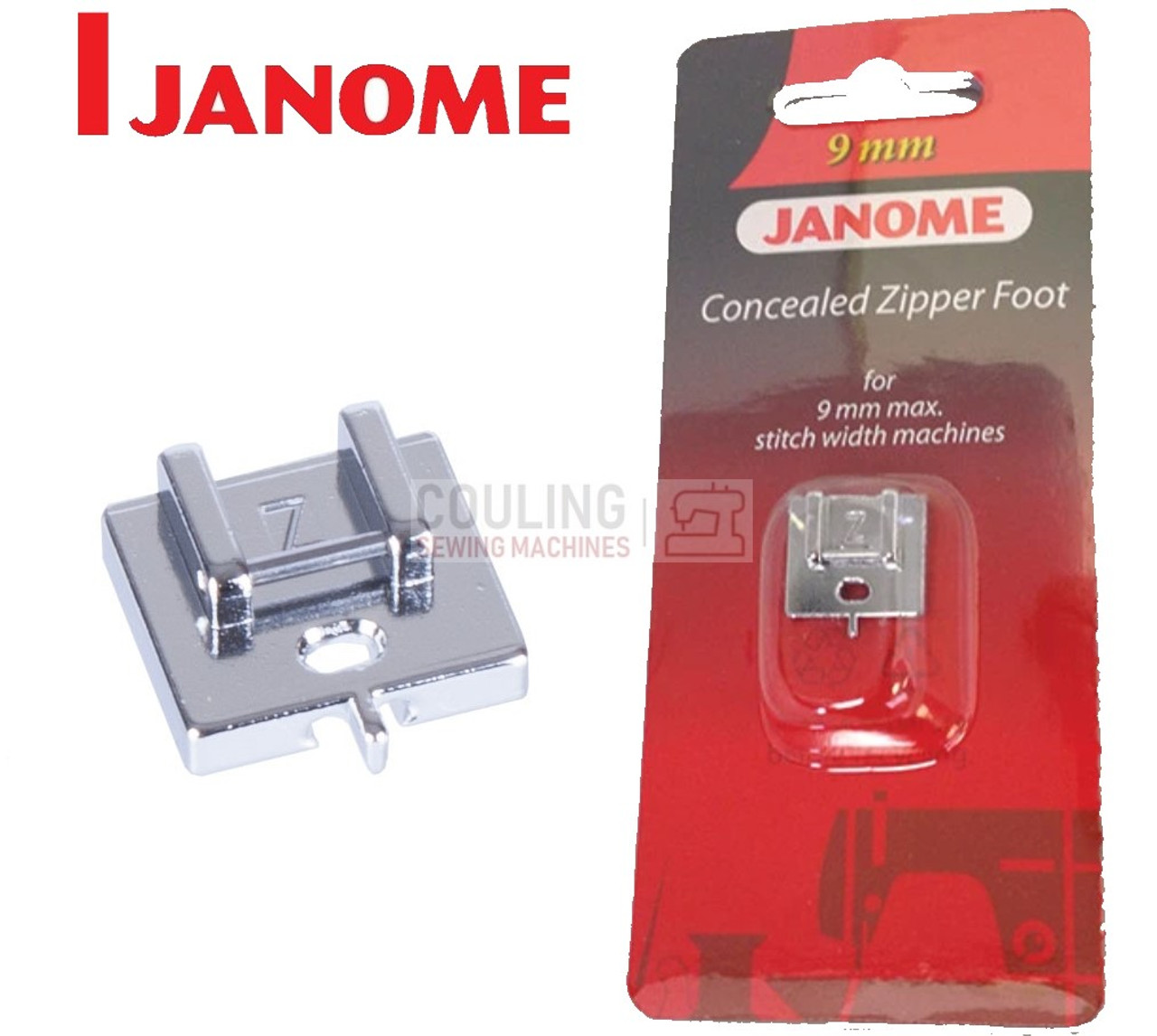 JANOME CONCEALED INVISIBLE ZIP Z FOOT - 202144009 9mm CATEGORY D