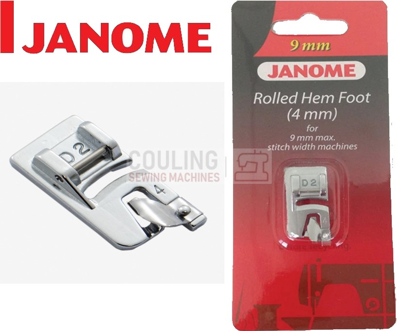 JANOME ROLLED HEM HEMMER FOOT 4mm D2 - 202081007 9mm CATEGORY D