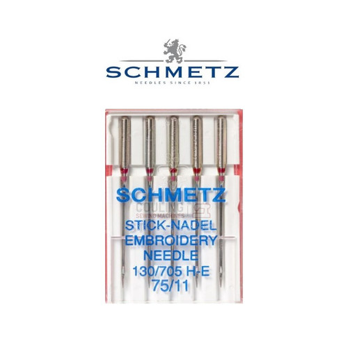 Schmetz Sewing Machine Needles Embroidery H-E Size 75/11