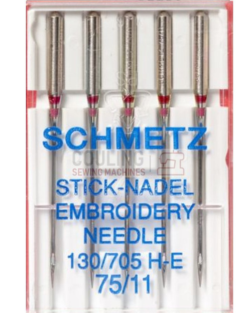 Schmetz Sewing Machine Needles Embroidery H-E Size 75/11