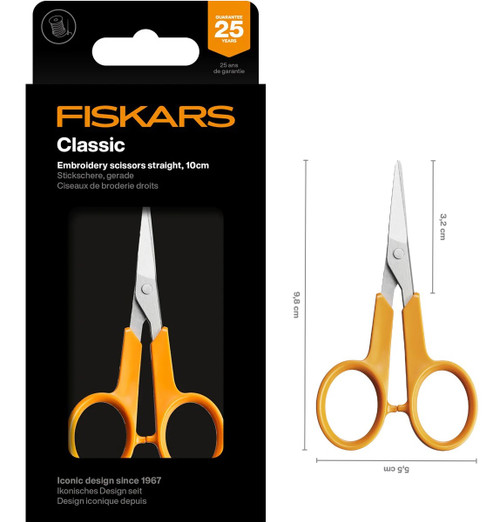 Fiskars Classic Embroidery Orange Comfort Scissors 10cm 9807