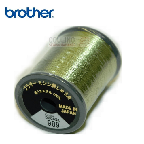 Brother Metallic Embroidery Thread 100% Polyester 300m FRESH GREEN METALLIC 989