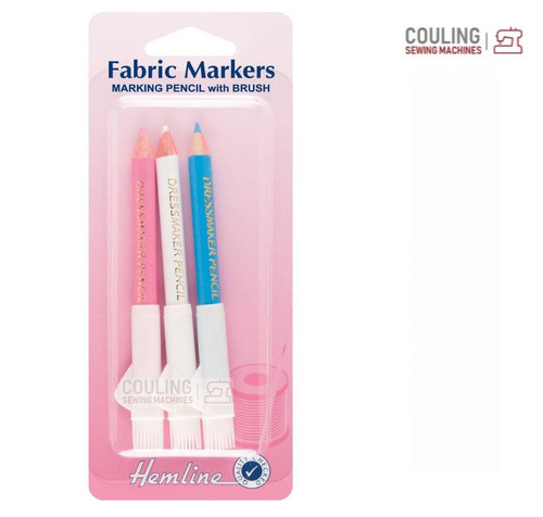 Fabric Marker Pencils With Brush - Pink, White and Blue