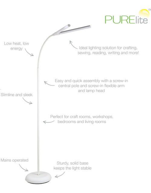 PURElite Natural Daylight Floor Lamp – Twin Lights for Double Power (S-CFPL28)
