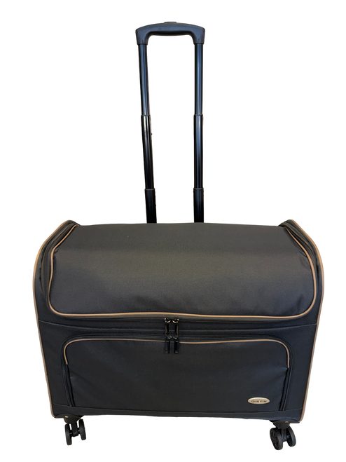 Premium Horn Sewing Machine Trolley Bag Large Black & Coffee Piping