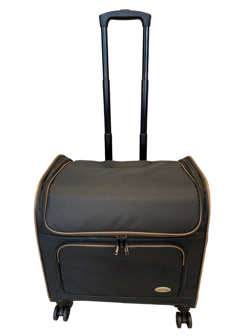Premium Horn Sewing Machine Trolley Bag Medium Black & Coffee Piping