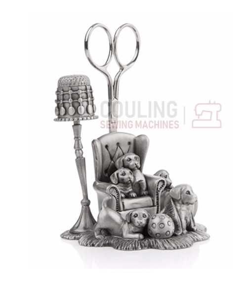 Pewter Puppy Needle Work Sewing Station Collectable Gift 8922