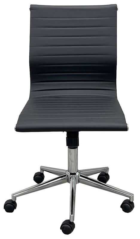 Modern Classic Black Leather Armless Office Chair