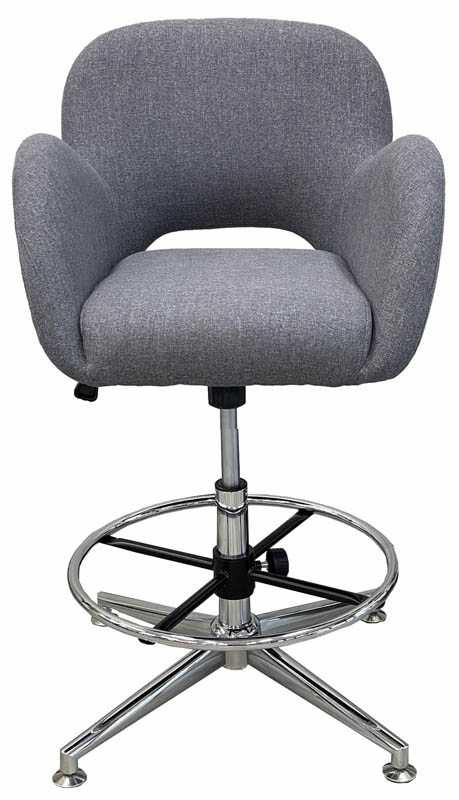 Retro Gray Fabric Low Back Swivel Stool w/23