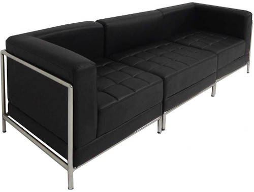 Modular Black 3-Seat Tufted Sofa