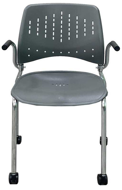 300 Lb. Capacity Gray Mobile Stacking Training Room Chair w/Armrests