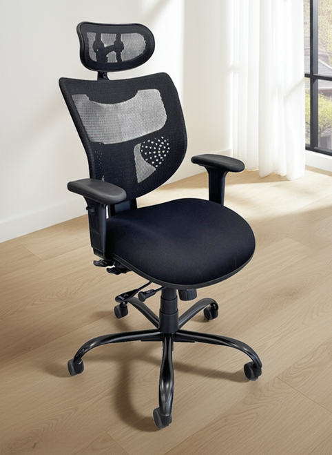 24/7 400 Lbs. Capacity Black Office Chair w/Adjustable Sliding Seat Depth & Headrest