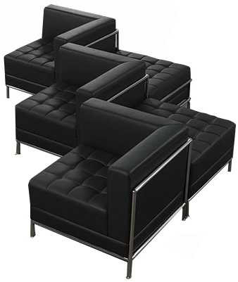 Modular Black Tufted 5-Seat Zig Zag Sofa