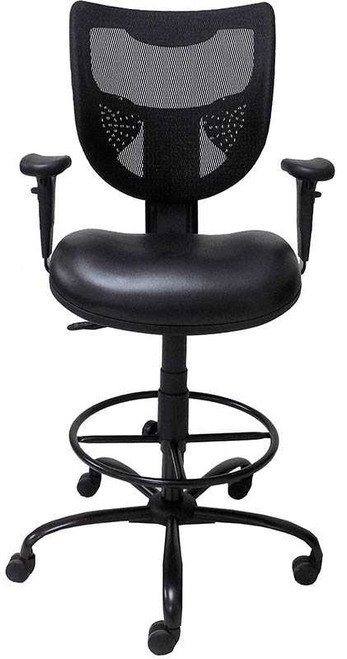 400 Lbs. Capacity Antimicrobial Vinyl 24/7 Black Drafting Stool - 26"-29" or 29"-32" Seat Hgt.