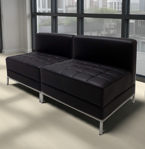 Modular Black 2-Seat Tufted Armless Loveseat
