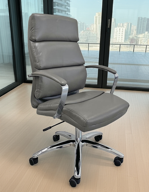 Padded Leather Chair in Fashion Gray