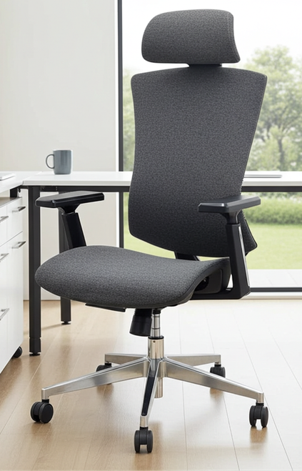 Ergonomic Stretch Linen Chair w/ Headrest & Seat Slide