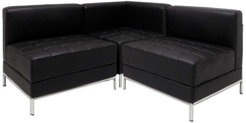 Modular Black Tufted L-Shaped Sofa