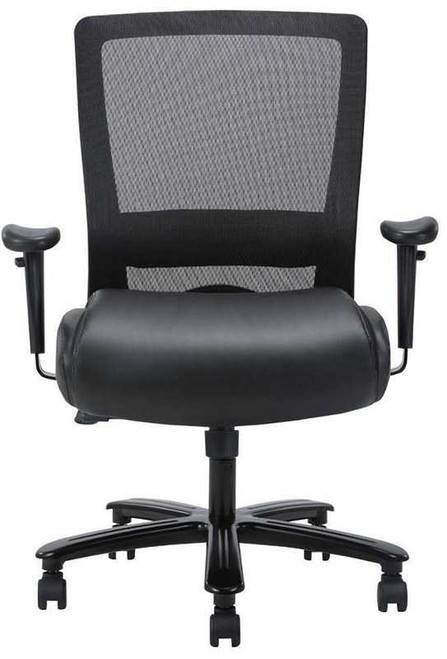 400 Lbs. Capacity Leather & Mesh Heavy Duty Desk Chair w/Adjustable Arms