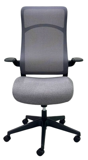 High Back Mesh Desk Chair with Flip Up Arms and Cloth Seat