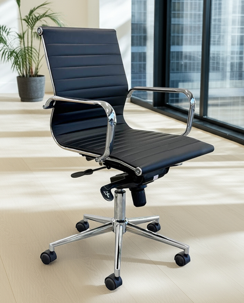 Contemporary Classic Mid Back Leather Office Chair