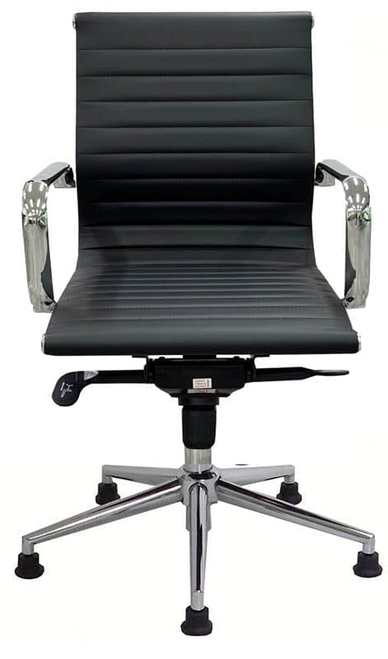 Contemporary Leather Swivel Guest Chair on Glides