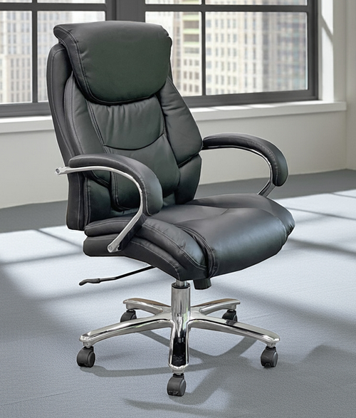 500 lbs. Capacity Professional Black Leather Desk & Conference Chair - 24-inch Wide Seat
