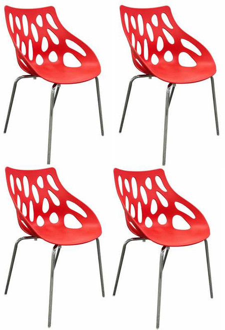 Set of 4 Fire Red Lavaflow Stack Chairs