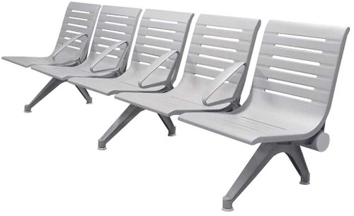 Aero Steel Public Beam Seating Series - 5-Seat Beam Seater in Gray Mist
